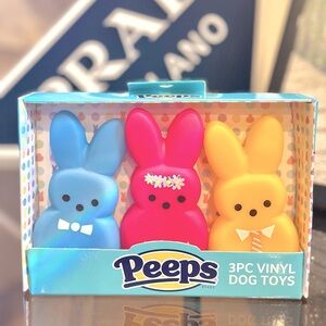 New Set/3 Peeps Minis 4" Dress-up Bunnies Vinyl Squeaker Pet Toys